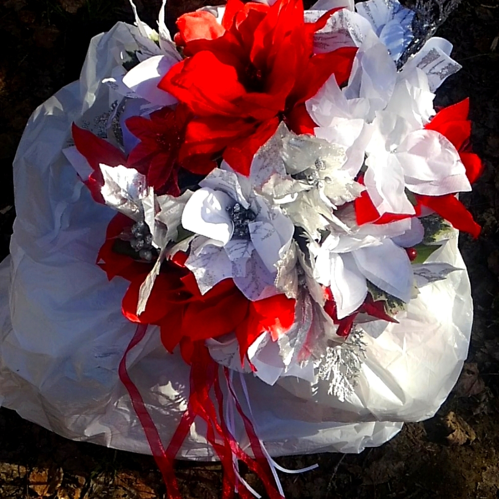 Handmade poinsettia bridal bouquet